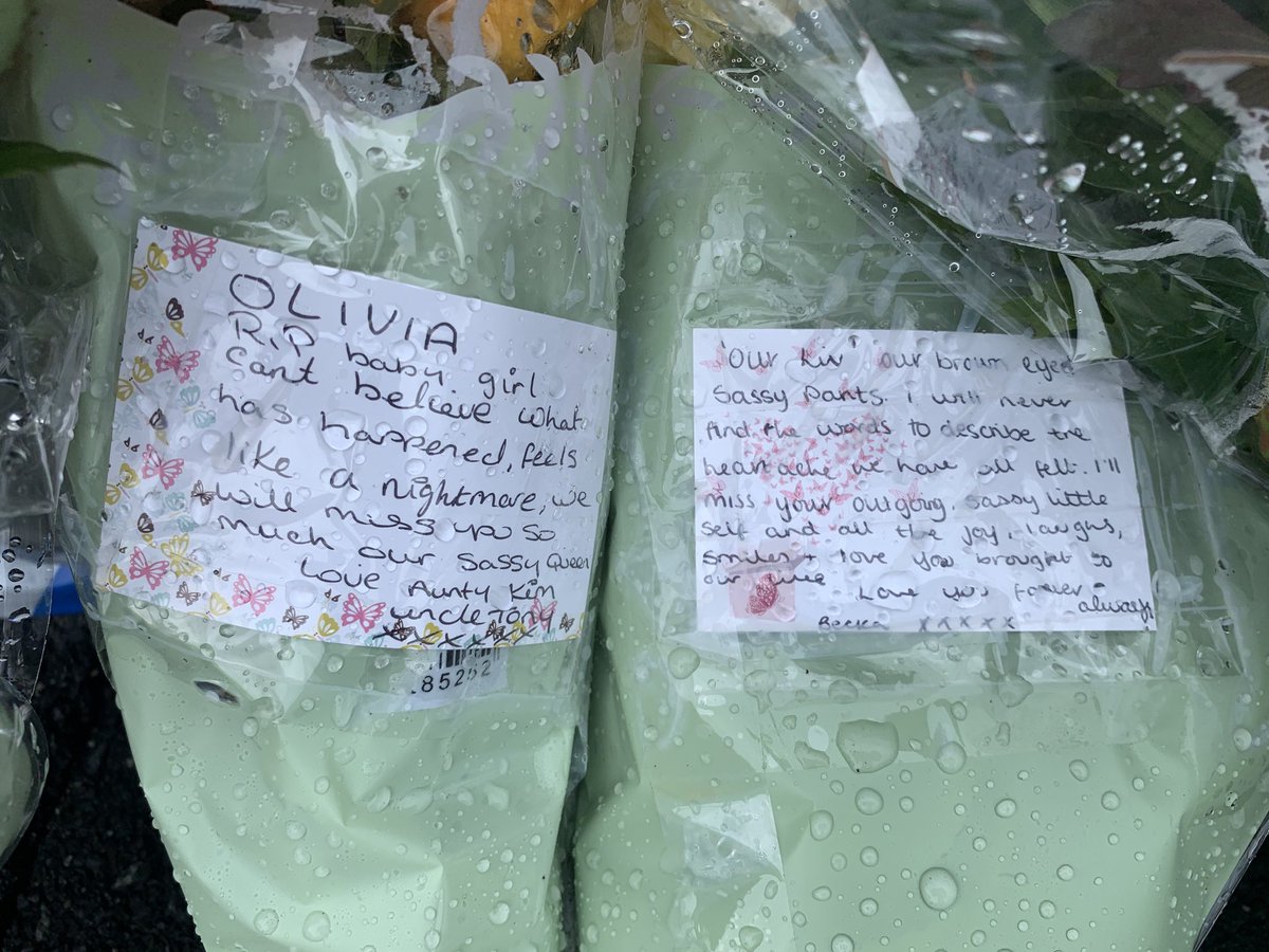 frazeratsky's tweet photo. Flowers and tributes at the scene of shooting of 9 year old Olivia Pratt-Korbel https://t.co/GHQVqT5eng