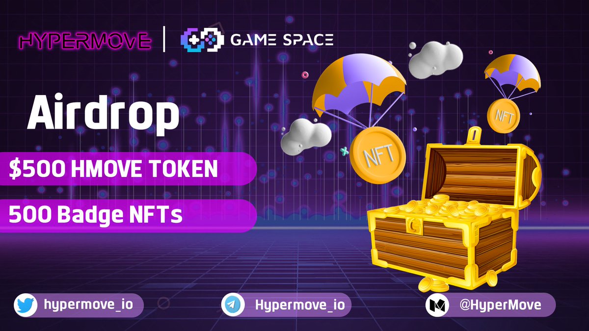 gameterminal_'s tweet photo. 📢 #HypermoveJointAirdrop 
🤩@hypermove_io &amp; @Gamespace_NFTs

🎉 To celebrate the partnership with GameSpace and reward Hypermove's faithful users! 

🎁 500 GameSpace Genesis Badge  #NFTs  &amp; $500 Hmove tokens for the community！！！
👉To join:
https://t.co/YwFMTIx98N
#Giveaway https://t.co/43ZABil491