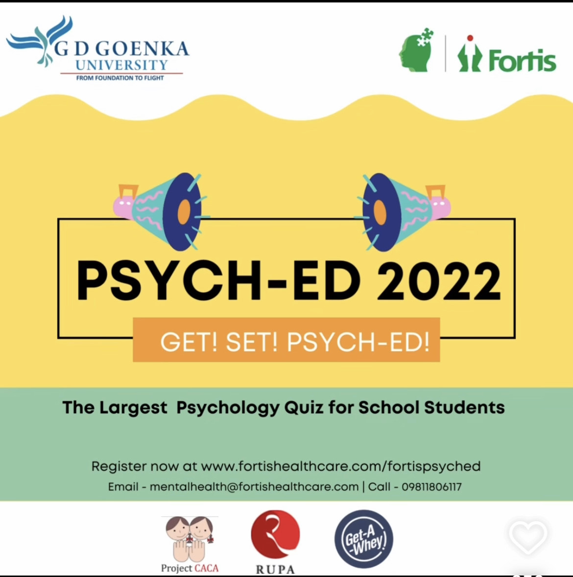 Children Against Child Abuse (@projectcaca) on Twitter photo Project CACA as a partner, is happy to announce...
The largest #psychology #quiz for #school #students is back in its sixth edition.
Get! Set! Psych-ED!
Register now!
fortishealthcare.com/fortispsyched/
#PsychED
#mindspace
<a href="/fortis_hospital/">Fortis Healthcare</a>
#projectcaca Project CACA as a partner, is happy to announce...
The largest #psychology #quiz for #school #students is back in its sixth edition.
Get! Set! Psych-ED!
Register now!
fortishealthcare.com/fortispsyched/
#PsychED
#mindspace
<a href="/fortis_hospital/">Fortis Healthcare</a>
#projectcaca
