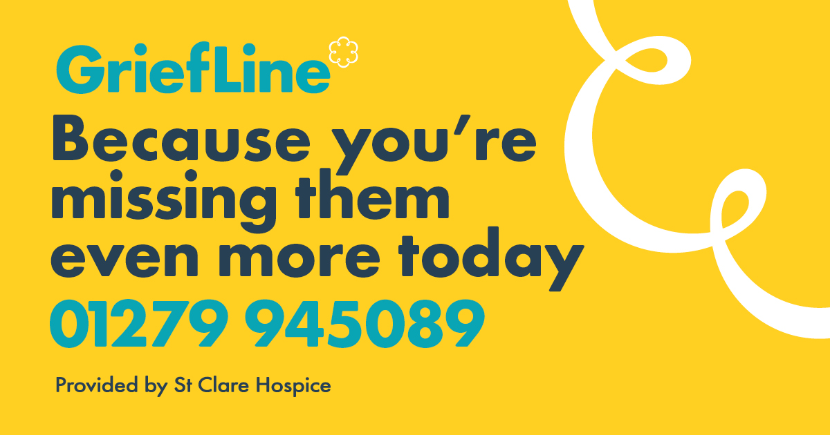 Anniversaries are particularly hard when grieving, so if you would like to talk to someone about how you’re grieving, call one of our trained GriefLine volunteers on 01279 945089, available Mon-Fri from 9am – 5pm.