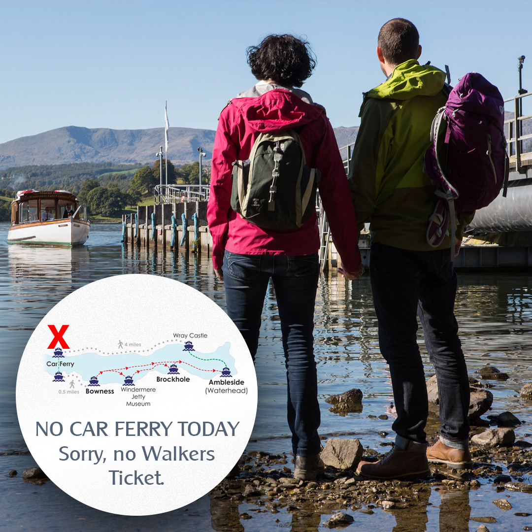 Windermereboats's tweet photo. SERVICE UPDATE: Sorry, no Walkers Tickets today as the Windermere Car Ferry is out of action.
Hopefully back soon!
Updates here > https://t.co/dzi3cZBSkI
#walkersticket #windermerecarferry #windermere https://t.co/Js0MJZoYp0