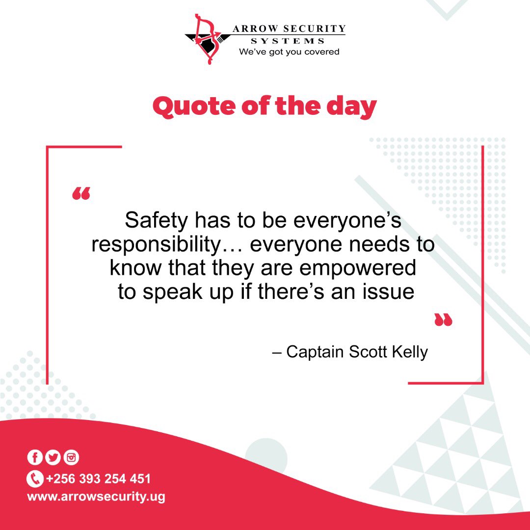 arrowsecurityco's tweet photo. Quote of the day
“ Safety jas to be everyone’s responsibility…. everyone needs to know that they are empowered to speak up if there’s an issue”
~Captain Scott Kelly
#SecurityQuotes https://t.co/nQBPhhPaBU