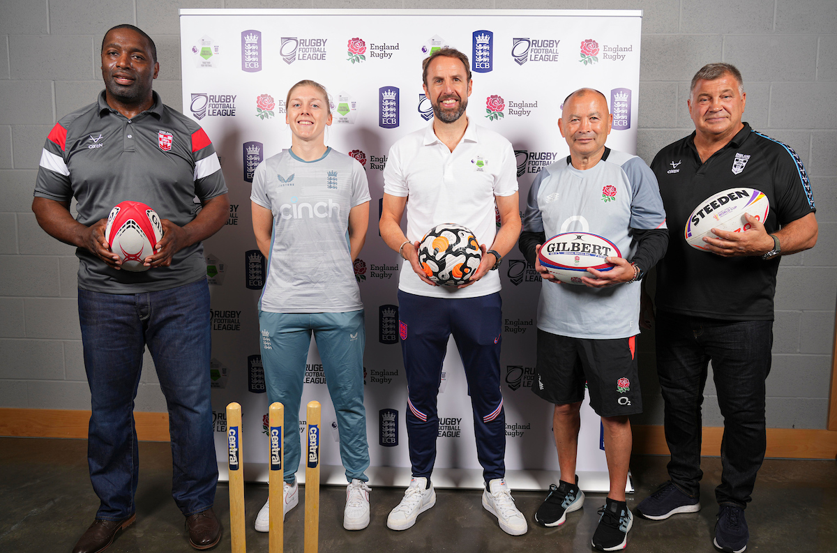 To mark the announcement, @England Manager and Football Foundation supporter, Gareth Southgate, has joined stars from @ECB_cricket, @RFU and @TheRFL this morning at one of our flagship multi-sport facilities 🤝 #TogetherForSport