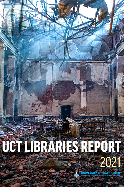 UCTLibrary's tweet photo. The COVID-19 pandemic and the #JaggerLibraryfire are two unprecedented events that foreground the latest Library Annual Report. We share snapshots of the salvage and recovery operations as well as our teaching and learning efforts. Download the report https://t.co/hpLmC7eihe https://t.co/L4Vhv1gsU6