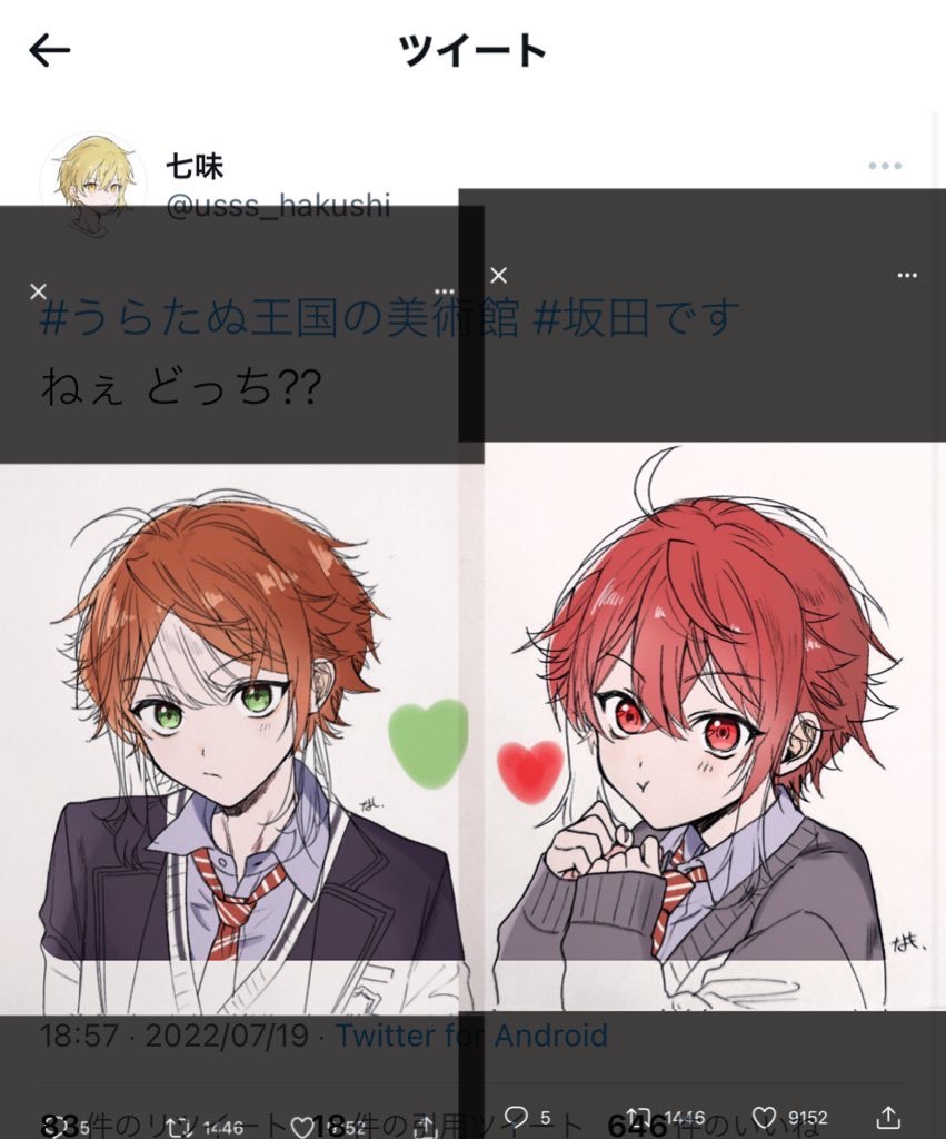 今後このような事が起こらぬよう、注意喚起としてツイートさせていただきます。
画像一枚目:相手の投稿画像
画像二枚目:なもの投稿画像
画像三枚目:画像を重ねたもの 
