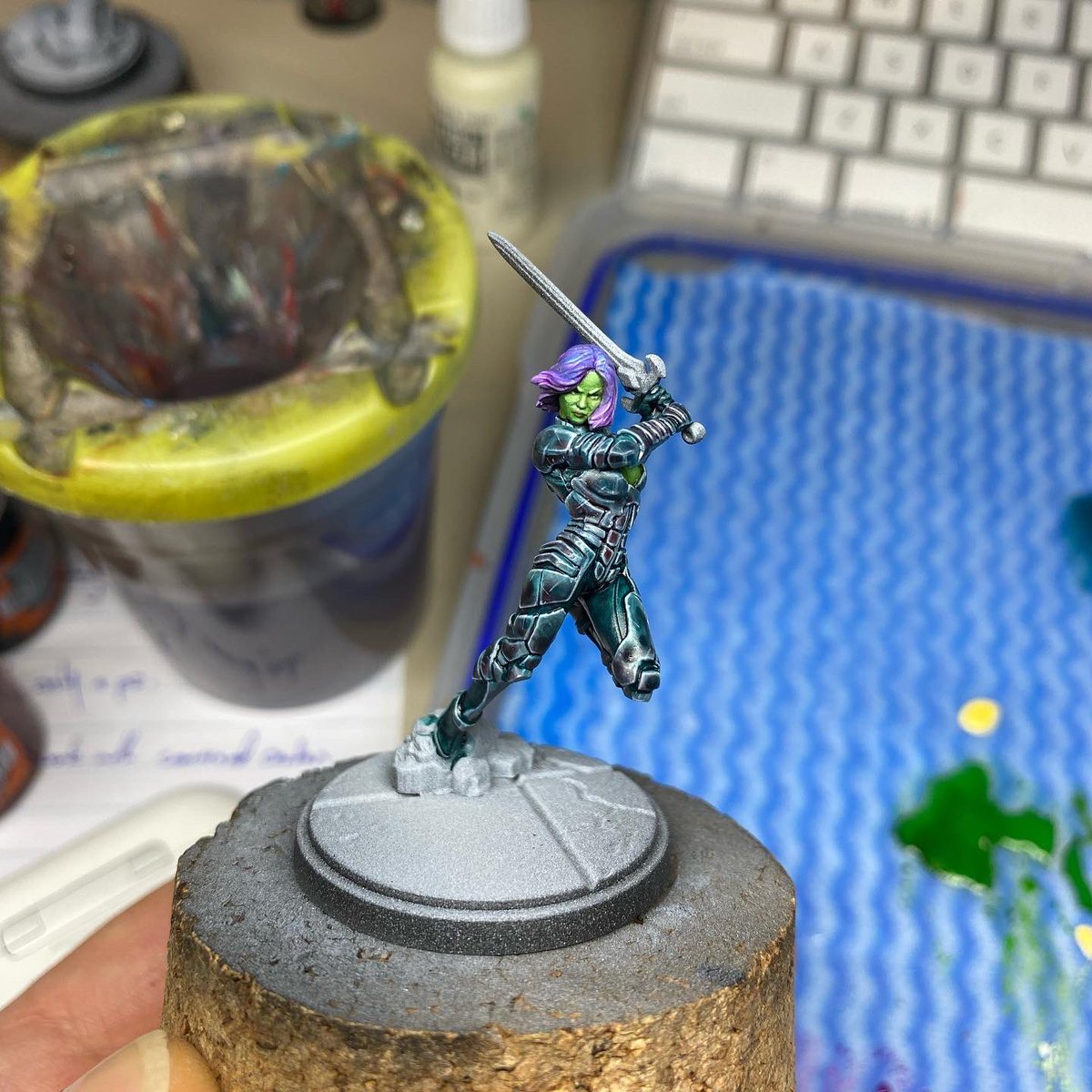 BC_Darrko's tweet photo. Fast &amp; furious paint job on #gamora for @atomicmassgames #marvelcrisisprotocol - have the challenge for getting my #gardiansofthegalaxy hero’s ready for #mcp this Thursday vs the.weatherlight 😉
#paintingprotocol #marvel #marvelminiatures #disney #marvelstudios #miniatures https://t.co/etBfhwBwUo