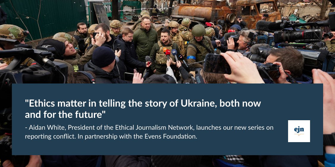 EJNetwork's tweet photo. "Ethics matter in telling the story of Ukraine, both now and for the future." - @EJNetwork President @aidanpwhite launches our new series on reporting conflict, in partnership with @EvensFoundation.
https://t.co/8OVvgtIf0t
#ukraine #journalismmatters #buildingtrustinjournalism https://t.co/2a7GlcdTcy