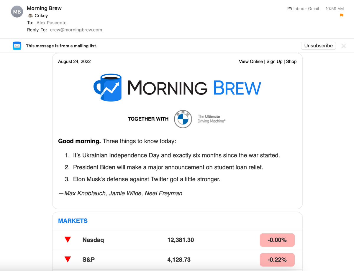 alexposcente's tweet photo. GUESS WHO WAS FEATURED IN MORNING BREW TODAY?! @getbitscrypto https://t.co/ZAonagJDQ6