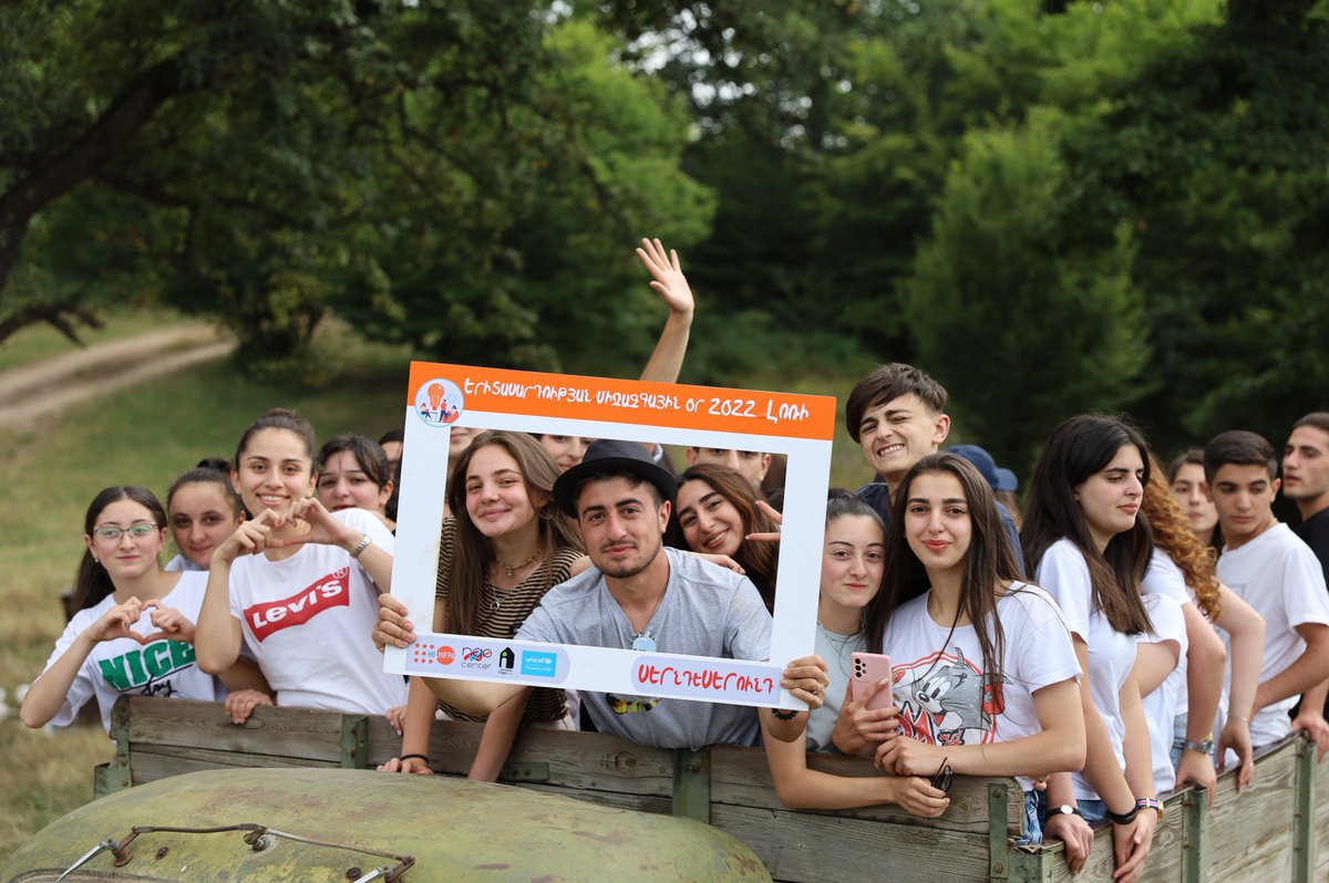 UNFPAArmenia's tweet photo. 150 #youth from 8 communities of #Lori celebrated #InternationalYouthDay in #Dsegh. Motivational speeches on #Innovation, #DigitalIdentity, #LifelogLearning followed by "ziling"-an off-road experience with a truck to lake #Tsover. The event by #NGOCenter, UNFPA, @unicefarmenia. https://t.co/F3FKOVCFwt