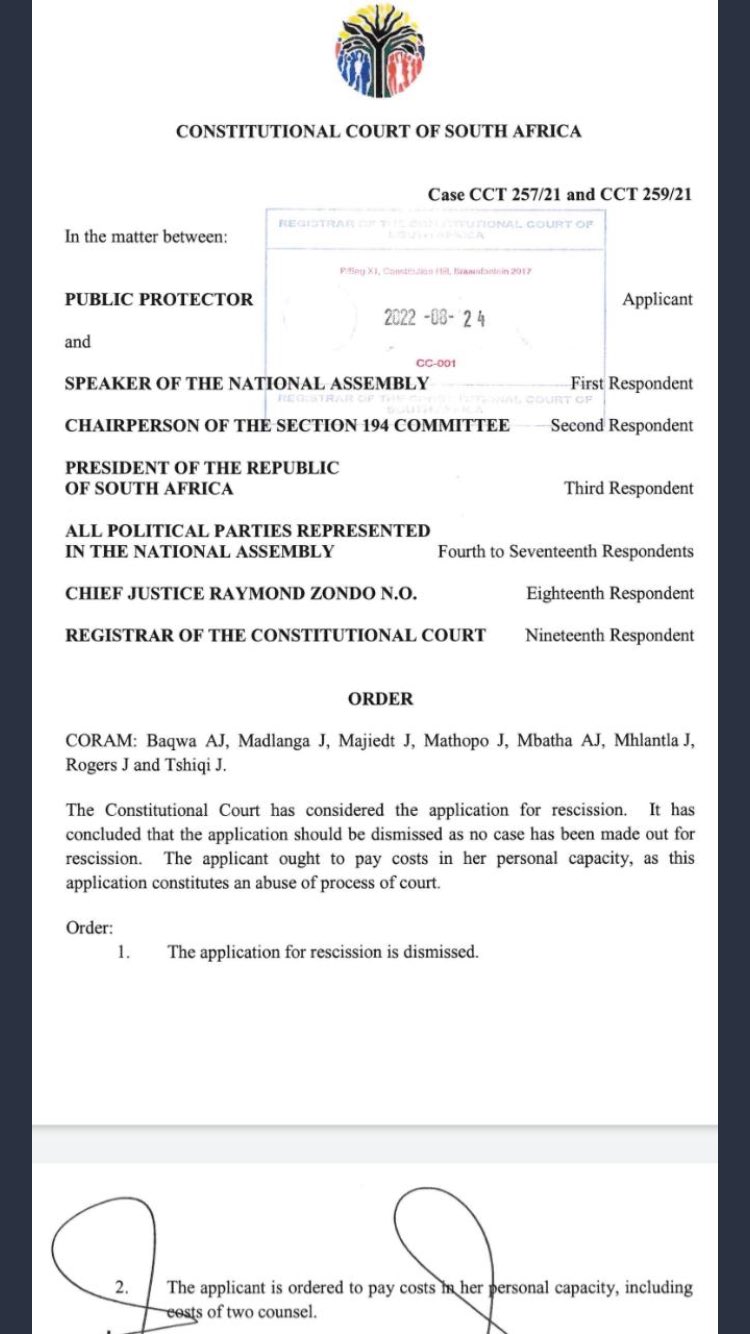 Ismail Abramjee on Twitter "BREAKING The ConCourt has this morning