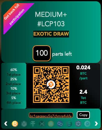 lottocryptopool's tweet photo. 🔥#LotteryAlert🎲
The Medium + pool💸
▶️first place $30000
▶️second p. $12500
▶️third p. $5000
▶️fourth p. $2500
▶️fifth p. #participation return
🔴🔗https://t.co/pgF7o6FdyF
#Cryptos #lottocryptopool #ETH #ADA #BNB #MATIC #DOT #SOL #XRP #USDT #cryptocurrency #cryptocurrecy https://t.co/1OKE4MFZfE