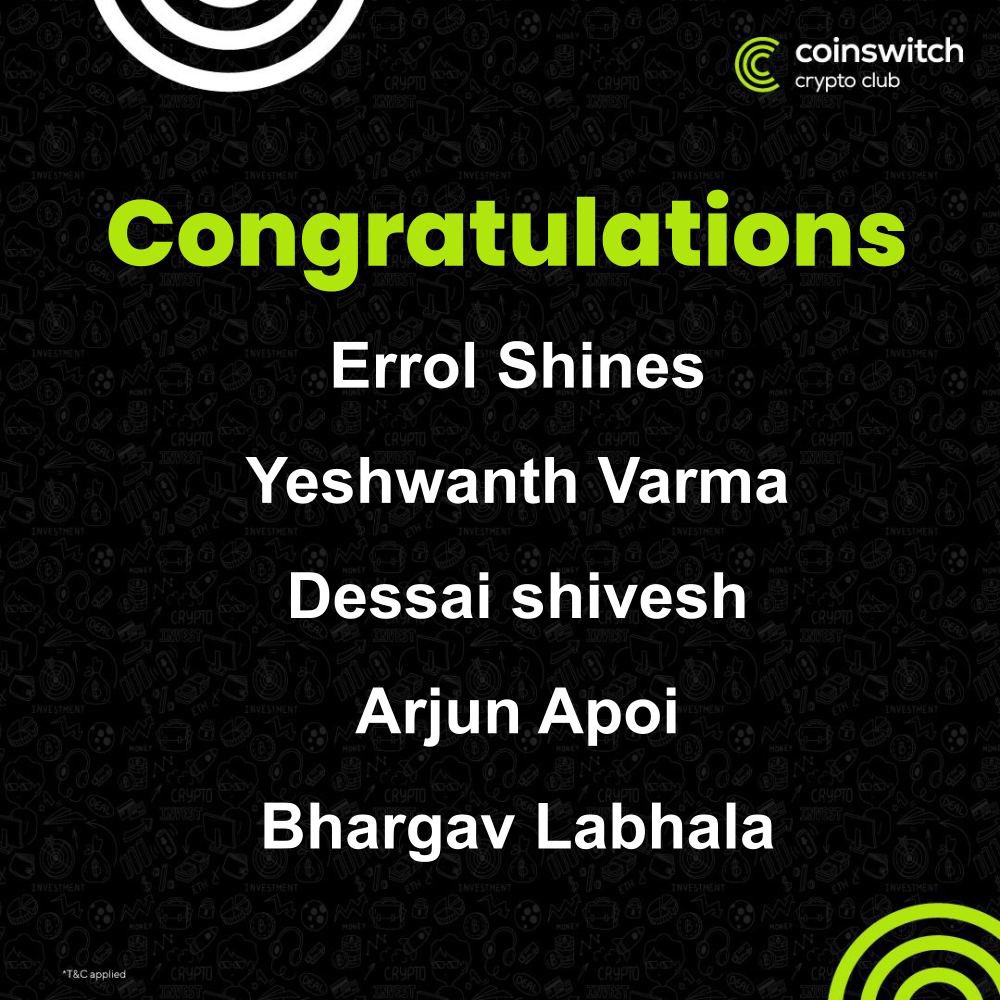 bhargav_labhala's tweet photo. Thanks again @CoinSwitchKuber.
#Crew3C #CryptoFirstWith3C #CryptoCommunity #Quiz #CryptoQuiz #Rewards https://t.co/2JyiMES7r6