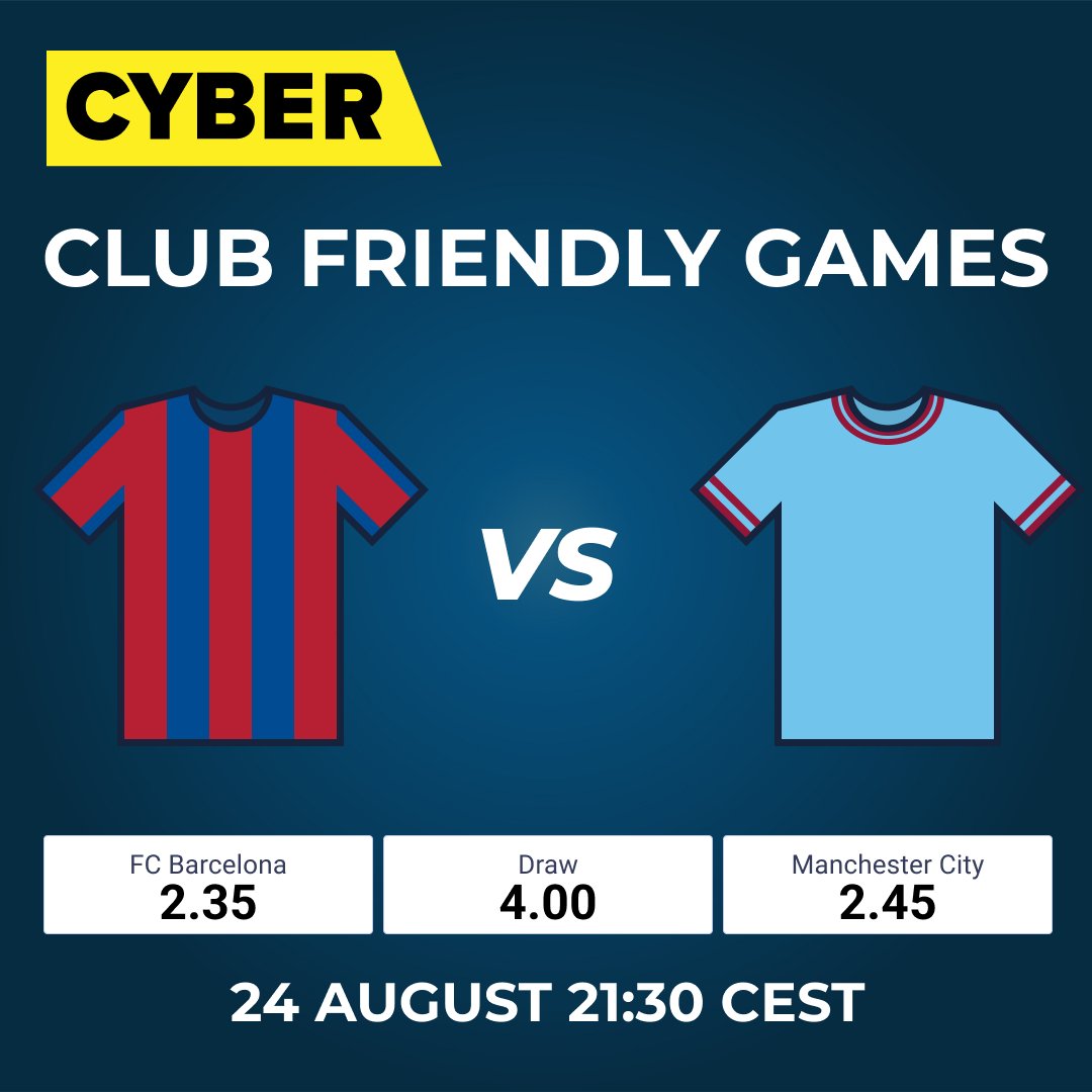 bet_cyber's tweet photo. 🔥In a special midweek meeting at Camp Nou, Barcelona host Manchester City. What will be the score of this top-class friendly?👉https://t.co/GyEFElgZCh https://t.co/R8FrUxYIcA