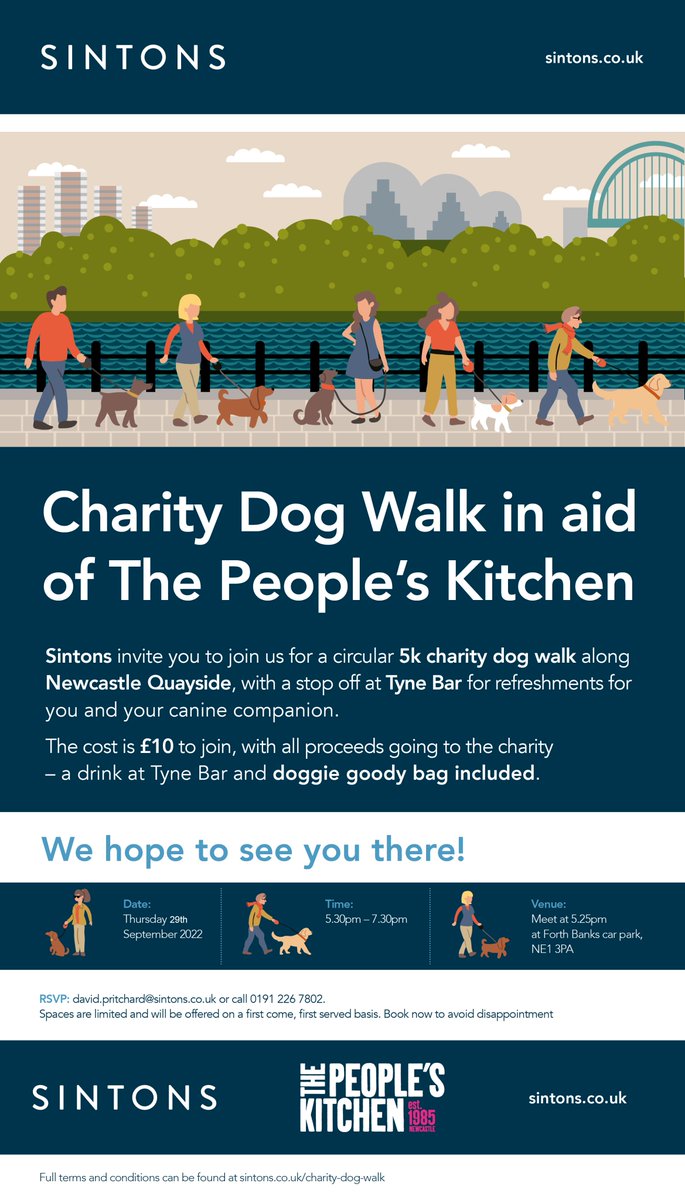 Join us in September for a Charity Dog Walk along Newcastle Quayside in aid of The People’s Kitchen <a href="/PKnewcastle/">People's Kitchen</a> #charity #newcastle #quayside Click here to register tinyurl.com/5dc8b5rs