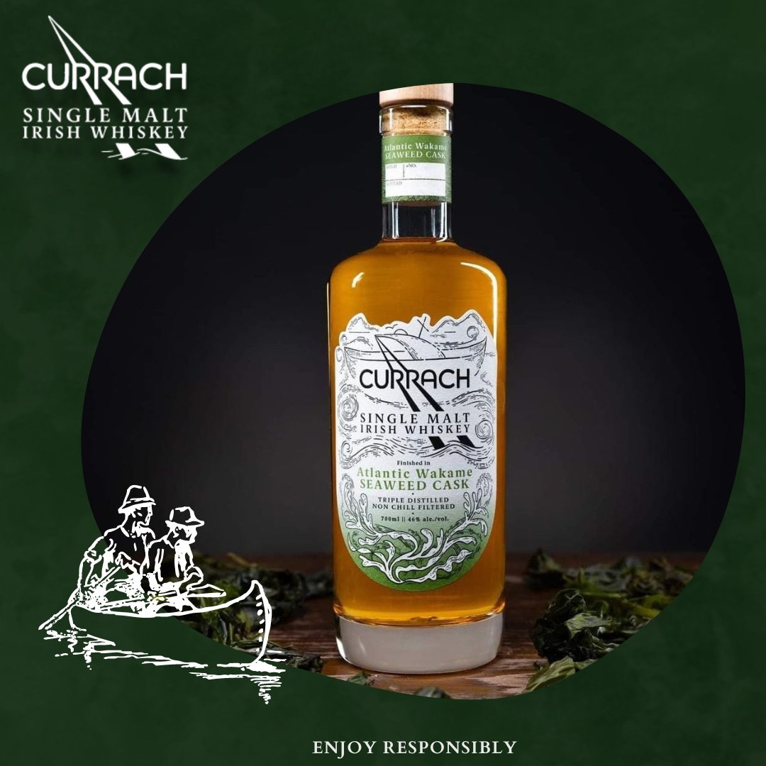Currach Single Malt Irish Whiskey Atlantic Wakame Seaweed Cask is an intriguing whiskey, complex yet subtle, vegetal yet sweet, light yet deep. Get yours at currachwhiskey.com #IrishSeaweed #IrishBarley #SingleMalt #IrishWhiskey #Wakame #CurrachWhiskey #Whiskey #Whisky