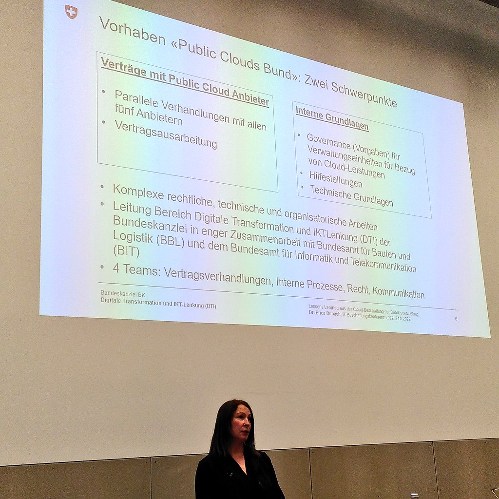 maemst's tweet photo. Spannende Insights von Erica Dubach #DTI aus den Vertragsverhandlungen der Bundesverwaltung mit den Public Cloud Anbietern @Microsoft @Amazon @Oracle @IBM und @alibaba_cloud. Immerhin gehts ja auch um 110 Millionen Franken 😏 #ITBeschaffung #OpenContracts https://t.co/kCOqlHr9sM https://t.co/pFdMchUpo2