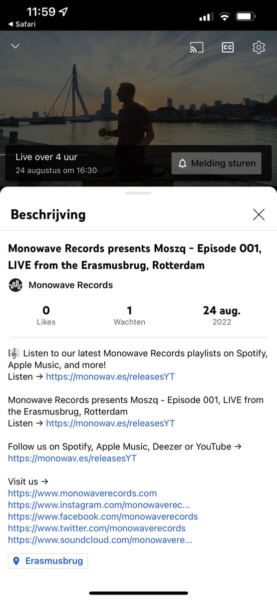 SPECIAL ANNOUNCEMENT 📣! For his upcoming release <a href="/Moszq3/">Moszq</a> will be performing at the Erasmusbrug, Rotterdam TODAY. Don’t miss out and TUNE-IN at 16:30 CEST on YouTube. 📹

youtu.be/qdsSlu-FLA8