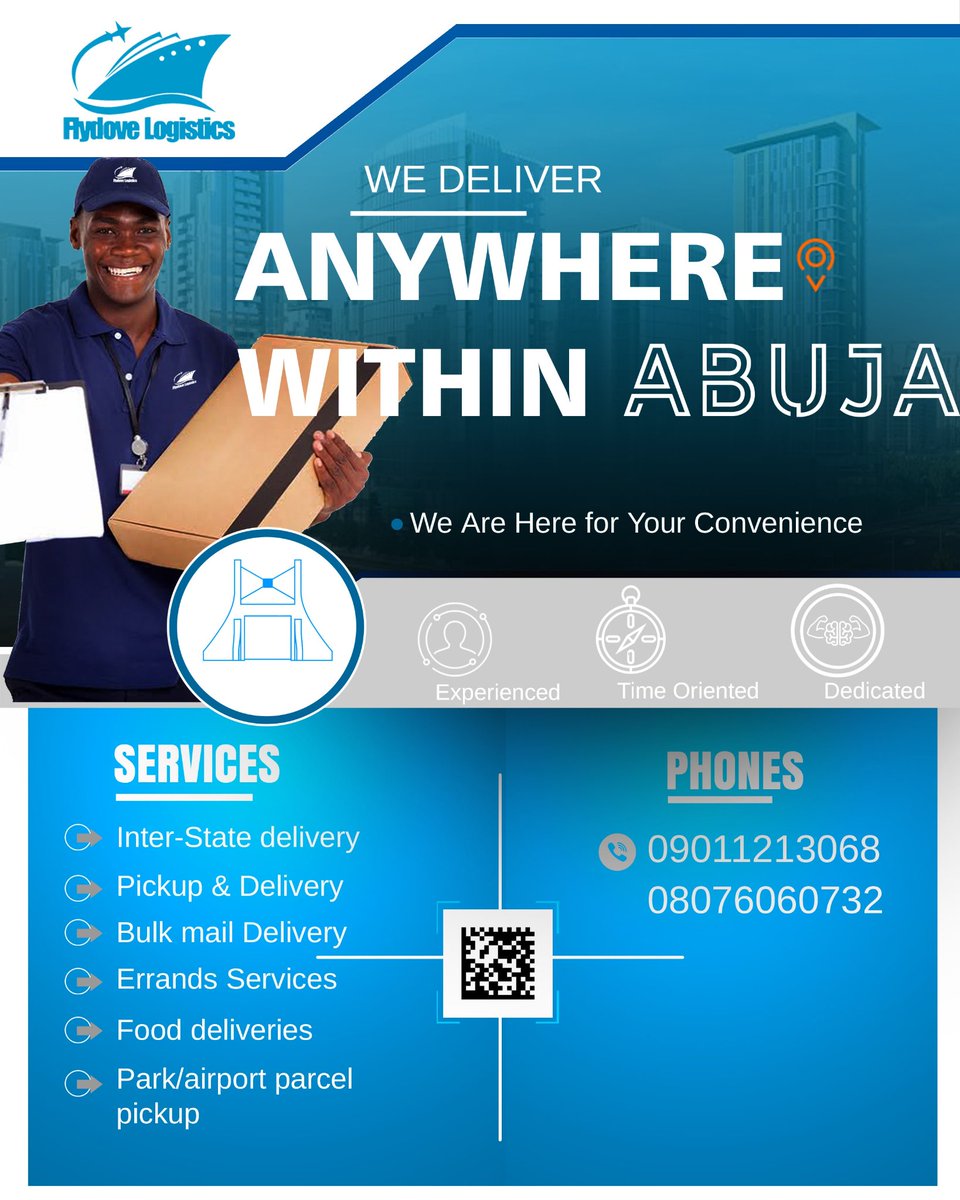 flydovelogistic's tweet photo. Hello #AbujaTwitterCommunity 

Are u in Abuja &amp; have package you need sent across to someone?

Look no further, we are here for all your pick up and Deliveries.

For bookings:
☎️ 08076060732
WhatsApp: 09011213068 or 09094268846

#WhatsApp #BBNaija #BBNaijaS7 ASUU Don Jazzy https://t.co/GN6OKiWcjr