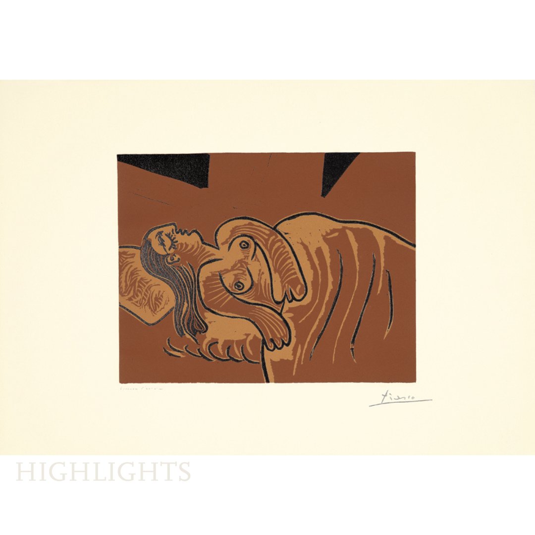 highlights_fair's tweet photo. PABLO PICASSO - Femme endormie/ Dormeuse, 1963
Colored linocut
4th state 05.04.1962, printed 1963
44,3 x 62,7 cm, ill. 27 x 34,9 cm
Signed and inscribed
Edition c.70
📌 Galerie Boisserée, Köln
​​​​​​​​
📅 HIGHLIGHTS Artfair Munich https://t.co/bLwHn1qaYe