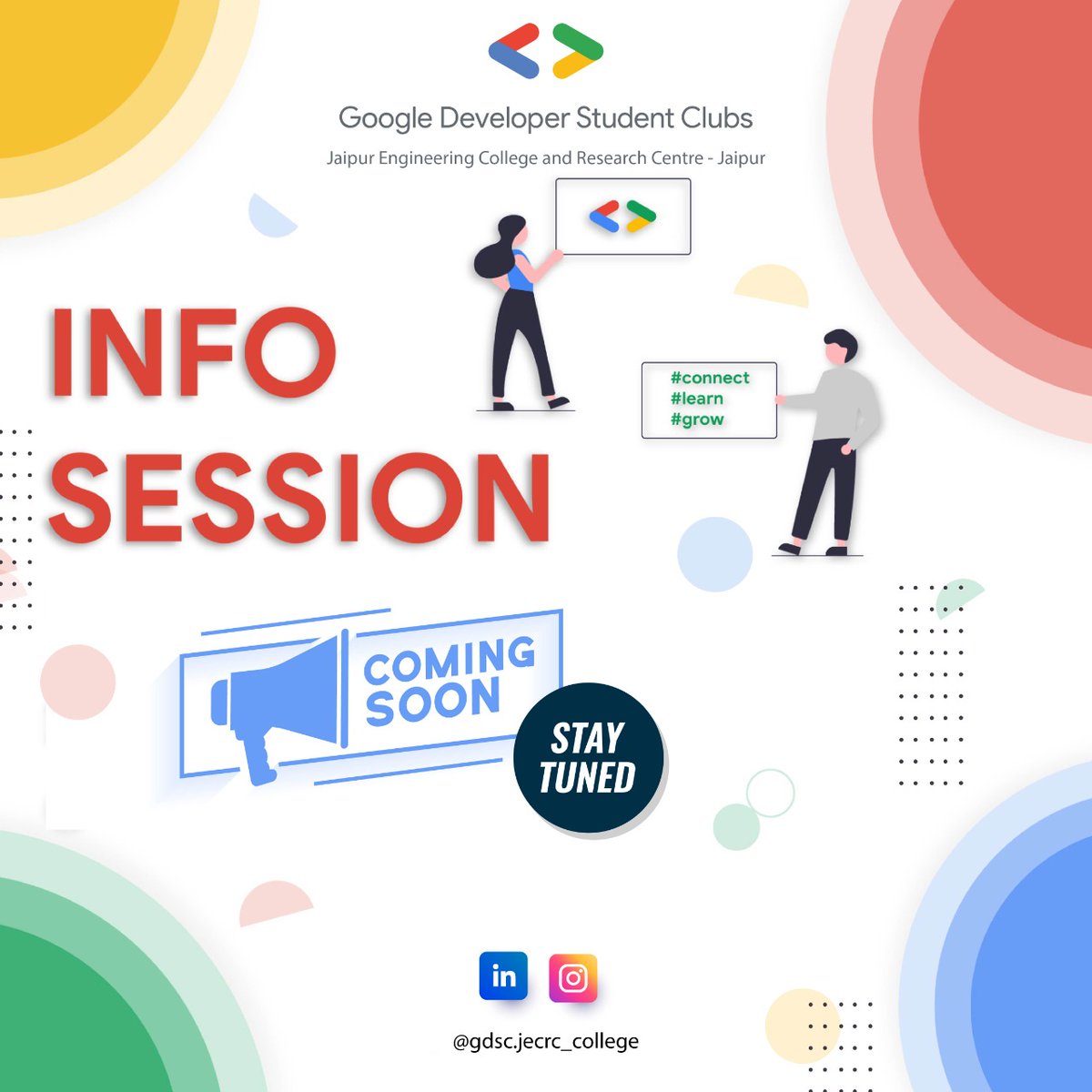 ayushigeorge31's tweet image. Soon! 
#JECRCians 
In hybrid mode!
Stay tuned!
#gdsc #GoogleDevelopersstudentclub #googledevsin