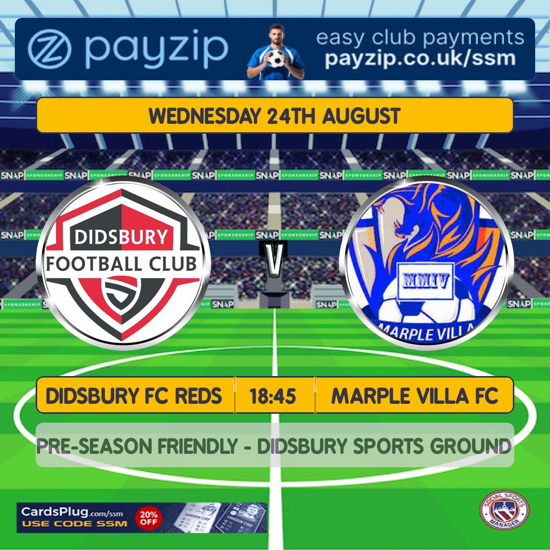 Tonight we welcome <a href="/MarpleVillaFC/">Marple Villa F.C</a> to Didsbury Sports Ground as the lads look to get some more minutes in the bank🔴⚫️