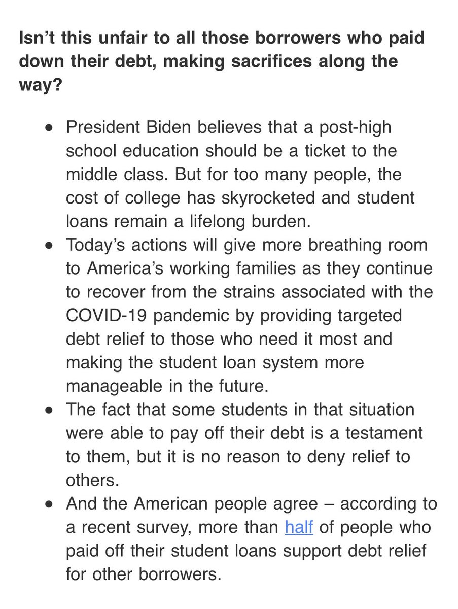 Phil_Lewis_'s tweet photo. The Biden administration answers some of the questions about the student loan announcement, including “Isn’t this unfair to all those borrowers who paid down their debt, making sacrifices along the way?” https://t.co/LHqcRa910a