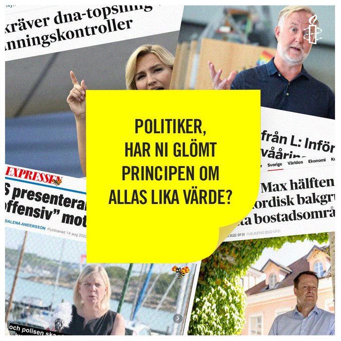 asjohansson's tweet photo. En liten påminnelse från @AmnestySverige: 
Alla människor har rätt till ett liv i trygghet &amp; utan diskriminering. Alla barn har rätt till en framtid. Det är #ingetval, det är mänskliga rättigheter! 
#svpol #val2022 #valet2022 https://t.co/EnRUbA4BEd