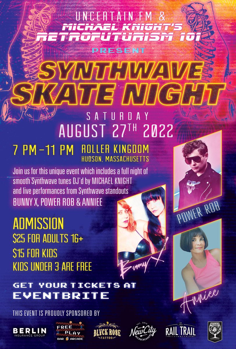 vMichaelv's tweet photo. Here's a Fun Thing To Do this weekend: @uncertainfm and Retrofuturism 101 with @MKnightRetro101 are hosting a << Synthwave Skate Night >> party at Roller Kingdom in Hudson.
#synthwave #rollerparty #uncertainfm https://t.co/ehUwBG8jcU