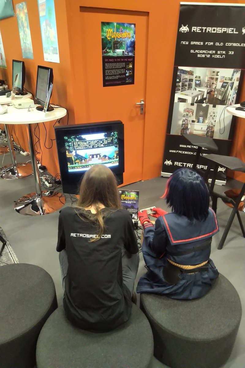retrospieler's tweet photo. Malasombra (#NES) setup at #gamescom2022 - @4mhz_en @4mhz_es @octopusjig https://t.co/wGuU9v2gwR