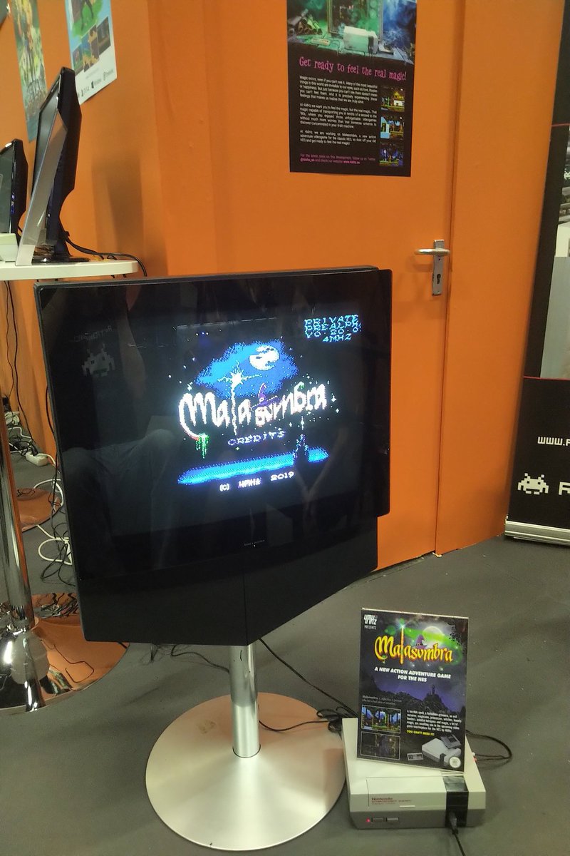 retrospieler's tweet photo. Malasombra (#NES) setup at #gamescom2022 - @4mhz_en @4mhz_es @octopusjig https://t.co/wGuU9v2gwR