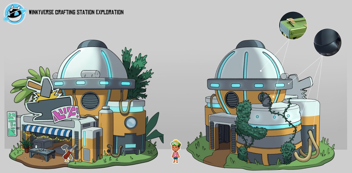TheWinkyverse_'s tweet photo. This week our art team is working on concept arts of crafting stations💡✏️

Players in The Winkyverse will be able to craft and refine items at various crafting stations! 🪵🌿

Are you more of a builder or an explorer? 🧑‍🔧

#metaverse #underconstruction #web3 https://t.co/7mRN0vMVv5