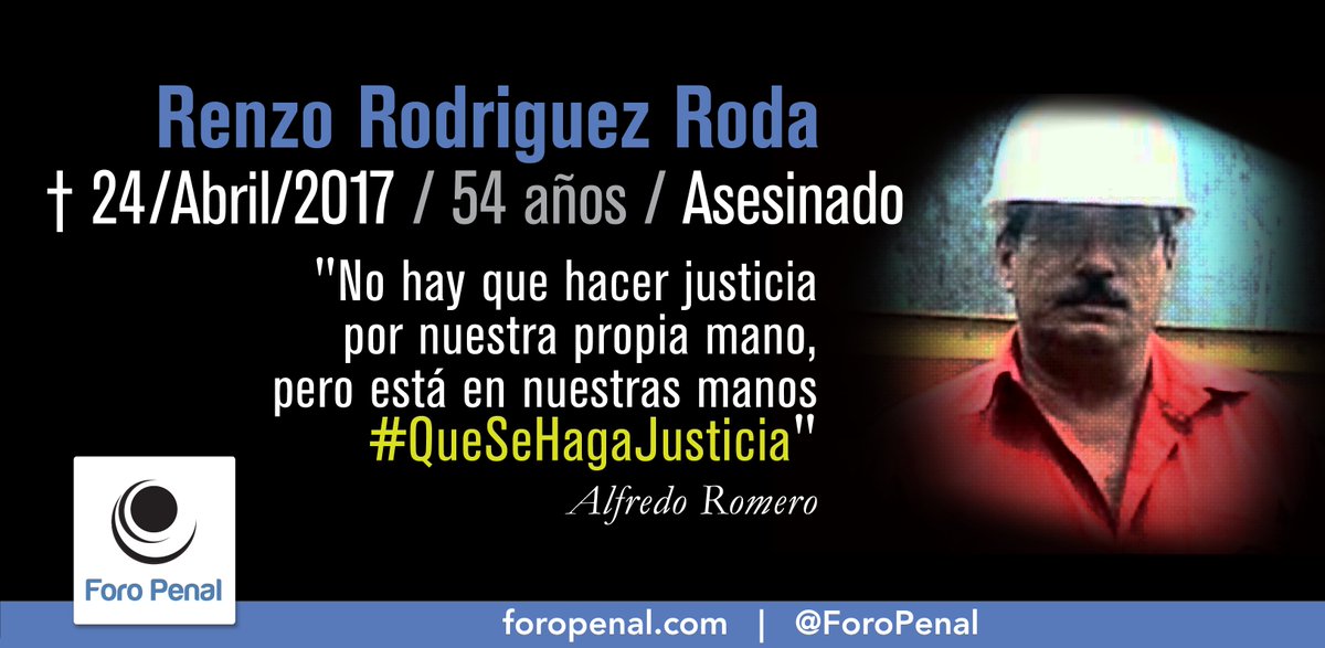ForoPenal's tweet photo. #24Ag Hoy se cumplen 5 años y 4 meses de la muerte de 𝗥𝗲𝗻𝘇𝗼 𝗥𝗼𝗱𝗿í𝗴𝘂𝗲𝘇 el 24/04/2017.
No lo olvidemos. #QueSeHagaJusticia
Venezuela
Mas información del caso aquí: https://t.co/vNa1M9hntg https://t.co/r8eEKCc4G7