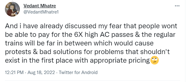 VedantMhatre1's tweet image. I called it. Not because I am very smart, but because it was very obvious 😩Railway board is reaping what they sowed and our catching up to the rest of the world in terms of the quality of transportation services we have is going to be delayed further yet ....
#Mumbai #ACLocal