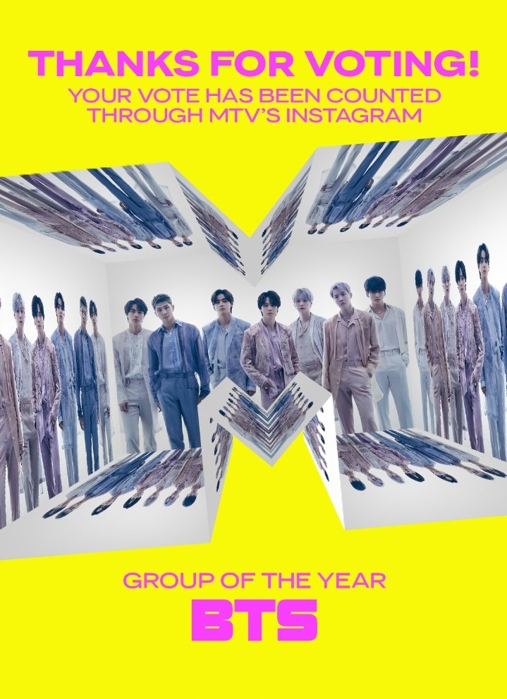 myglosshy's tweet photo. — IMPORTANTE: comenzó la ÚLTIMA votación de los VMA's, votar es demasiado fácil: debes ir a las historias de MTV buscar la historia donde votas por BTS &amp; entrar al link una vez cargada saldrá la confirmación de voto. 

• DA RT para difundir &amp; COMENTA tu captura #BTS https://t.co/WHkRzlkyPm
