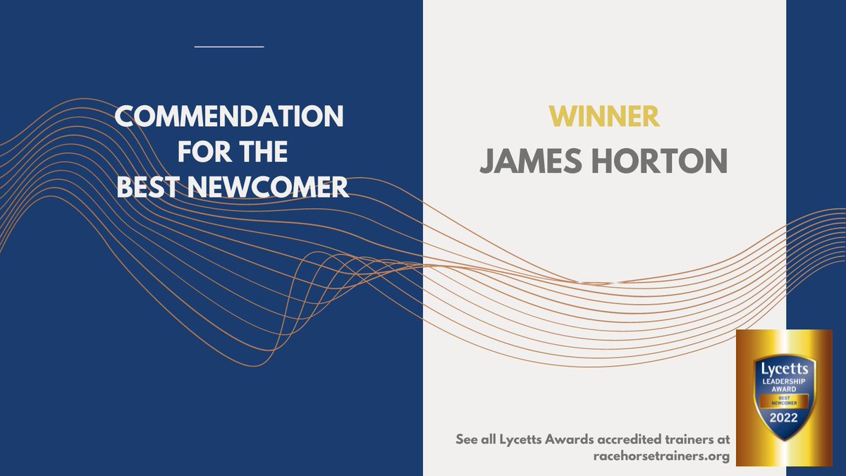 A new commendation award this year is to recognise the highest-scoring newly licensed trainer, and we're thrilled to award 'Best Newcomer' to James Horton! 👏 👏

This commendation is kindly supported by Equitare.

#LycettsAwards #lycettsteamchampionaward