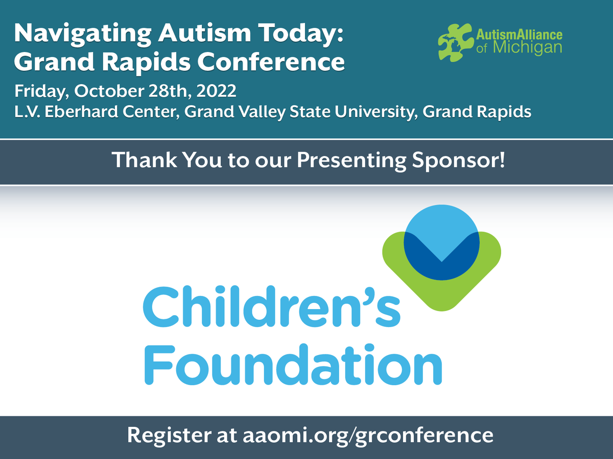 AutismAlliance's tweet photo. Thank you to @ChildrensFndn, the Presenting Sponsor of #NavigatingAutismToday Conference! They’re the largest community funder dedicated to advancing the health & wellness of children in MI and beyond.
Register for the 10/28 event here: https://t.co/eTEFt1ekMs. https://t.co/aFZ5cS8Koq
