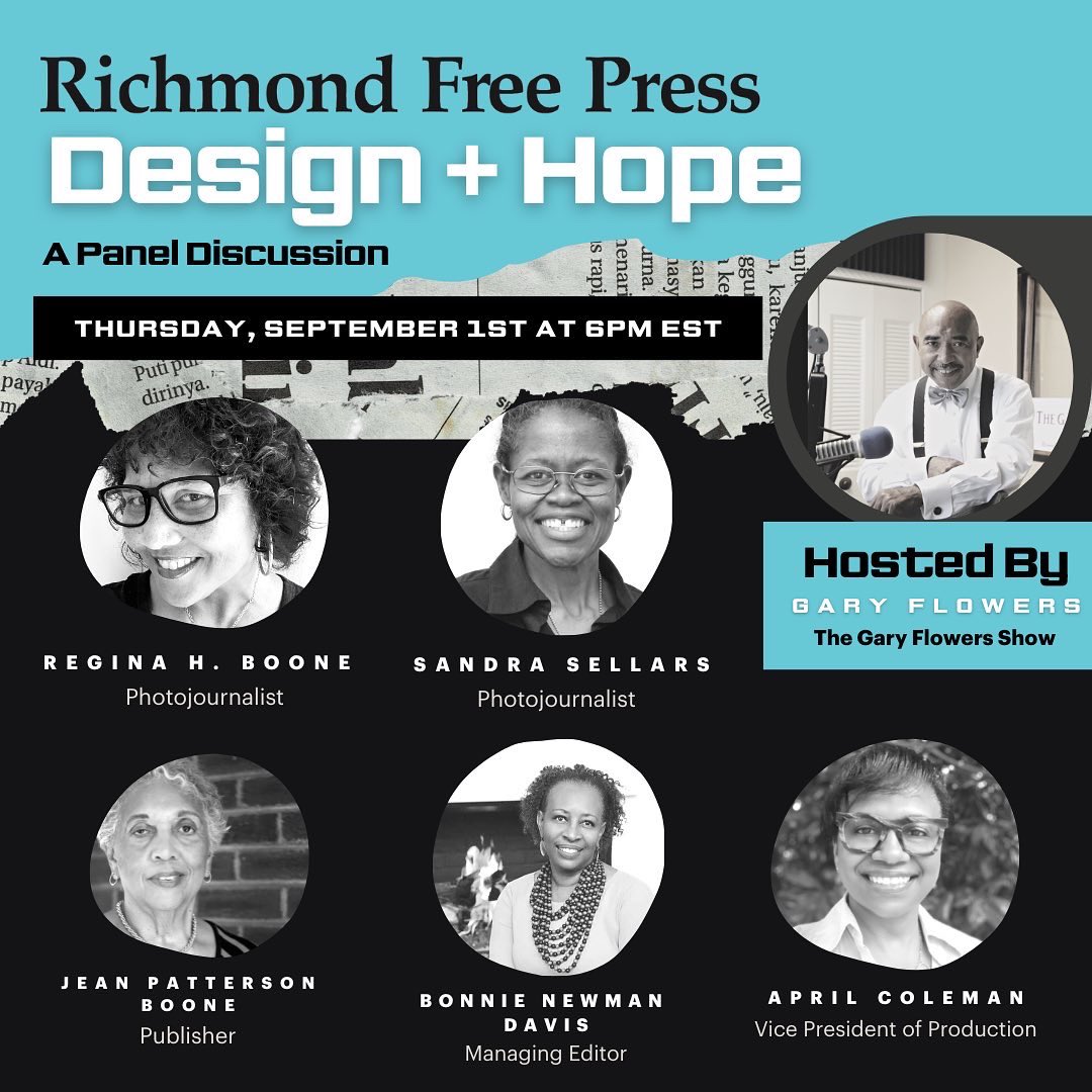 On Sept 1, Richmond Free Press icons will be discussing process, design and history of the newspaper. 

This captivating discussion is FREE to the public. Please click the ticketing link for more details and to reserve your seats.

support.branchmuseum.org/event/richmond…