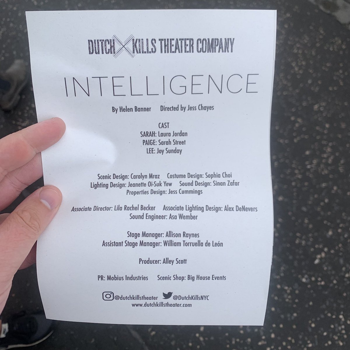 I’ve seen some <a href="/DutchKillsNYC/">Dutch Kills Theater</a> work in New York so it’s great to have them here in Edinburgh again with the tense thriller Intelligence at <a href="/AssemblyFest/">Assembly Festival</a>. Tautly directed by <a href="/chayeslounge/">Jess Chayes</a> and performed with great precision. #edfringe