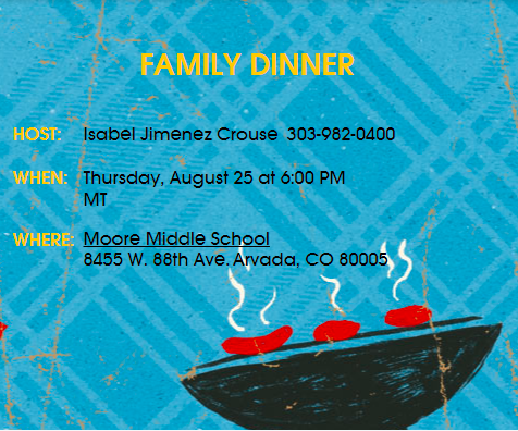 moore_middle's tweet photo. Tomorrow is our first Family Dinner of the year!!! Meet the Moore Science Team and enjoy some great food! See you at 6:00 PM!

RSVP with the address below:
https://t.co/1fVKfB2gNo https://t.co/1Xsm5r4p39