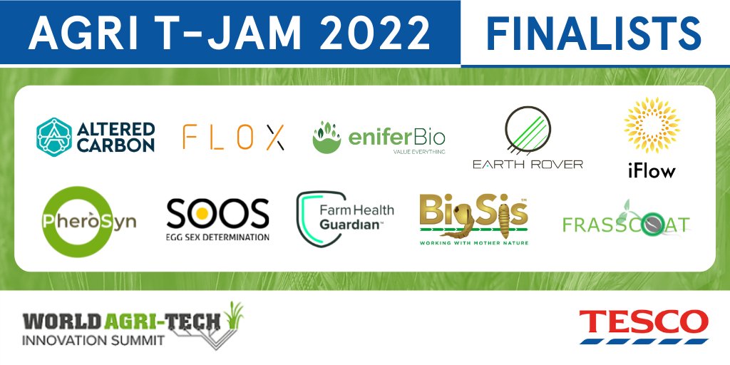 WorldAgriTech's tweet photo. REVEALED: @Tesco's pick of 10 agtech start-ups pitching for the #AgriTJam &amp; World Agri-Tech Pitch Day!

With: @earth_rover @EniferBio @FarmHealthGuard @PheroSyn Flox, iFlowTech, Soos Technology, Frasscoat, Altered Carbon, BigSis

Meet the start-ups: https://t.co/9IqhDZgipq https://t.co/1hbYAuNIu6