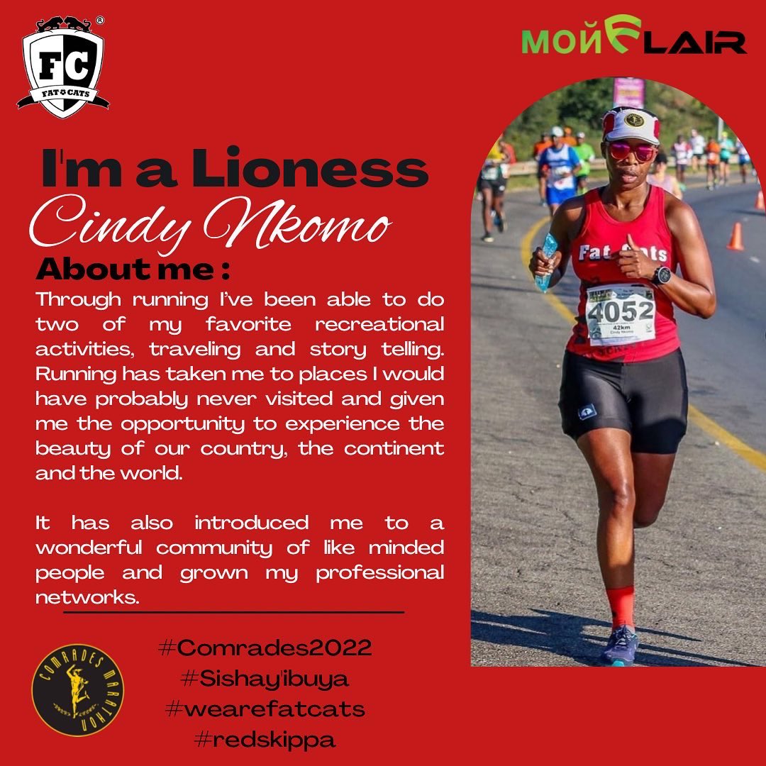 fatcats_ac's tweet photo. The hype is on and we know you are ready for the big celebration at Moses Mabhida on Sunday!
Meet our #redskippa Lionesses who will be lining up for Comrades this year.
#wearefatcats
#RedSkippa
#getyourflairon
#SheRunsPeriod
#Sishay’ibuya - The Return https://t.co/ort5FvqFT5