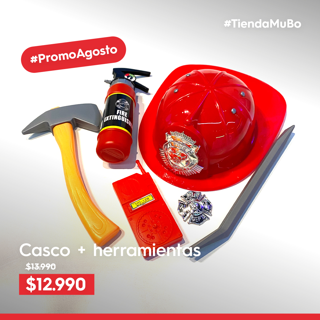 mubochile's tweet photo. Quedan pocos días de la gran #PromoDelMes que #TiendaMuBo tiene para ustedes:
Casco + herramientas por tan solo ¡12.990!
Obtén este y otros productos en la tienda del #Museo, ubicada en Sto. Domingo 978, Santiago Centro.
#Juguetes #Regalos #Souvenirs #Niñas #Niños #Bomberos https://t.co/l57rg1Ui3u