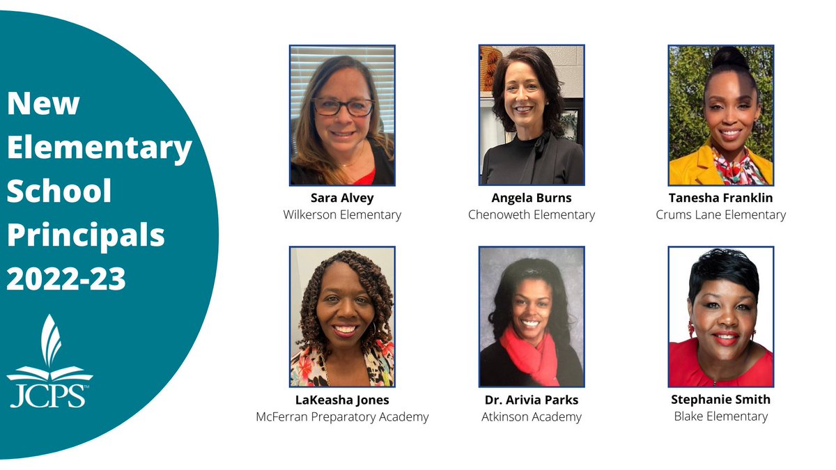 JCPSKY's tweet photo. Our @JCPSKY schools are filled with incredible leaders! This week, we're highlighting principals who are new to their posts for the 2022-23 school year.

First up: Our new elementary leaders. We hope you've had a great start to the year! #WeAreJCPS https://t.co/C4ljjiAgxa
