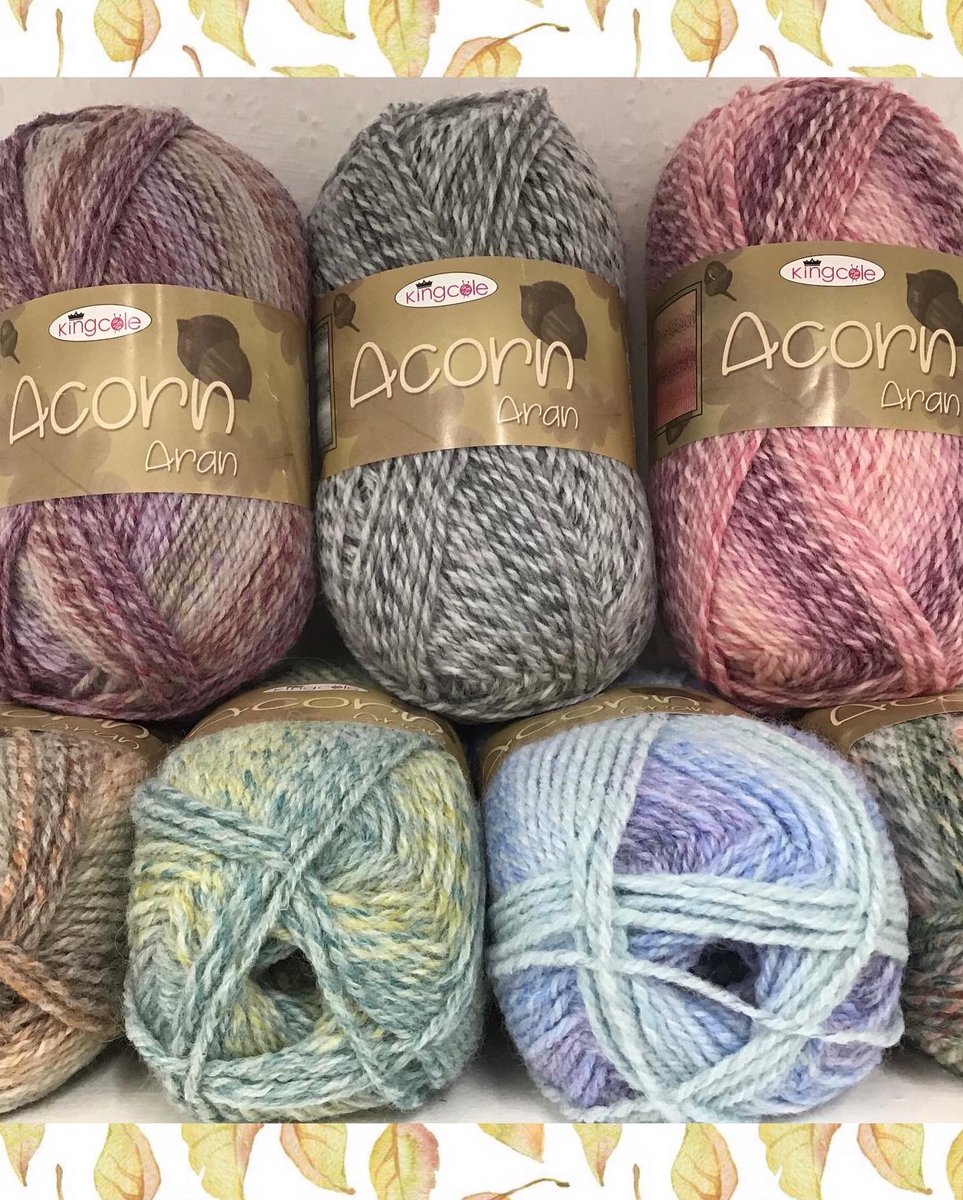 deltawoolshop's tweet photo. Acorn Aran from King Cole is a lovely variegated yarn with 20% wool. It knits to aran pattern and is the perfect weight for those cooler autumn days 🍃

https://t.co/SiVIce2ZoH https://t.co/H8KhvvnlAv
