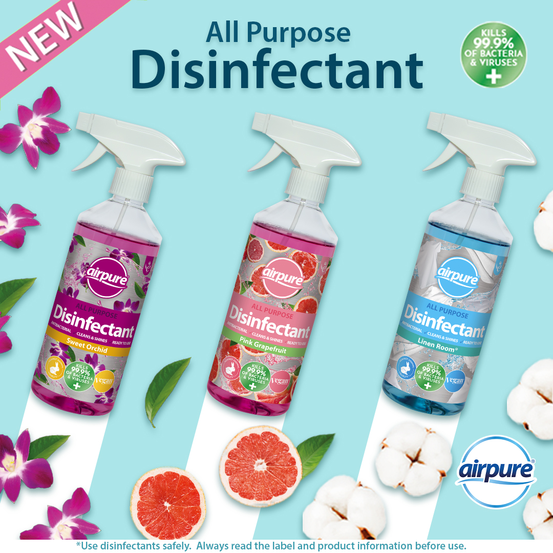 AirPureUK's tweet photo. Have you tried our new All Purpose Disinfectant yet? ๐ช
โ๏ธ Kills 99.9% of Bacteria and Viruses
โ๏ธ Cleans & Shines
โ๏ธ Ready to Use
#disinfectant #disinfect #cleaning #allpurpose #new #clean #cleanhome #killgerms #killsgerms #airpure #airpureuk #thepowerofairpure #loveairpure https://t.co/cg6XDJ6fc0
