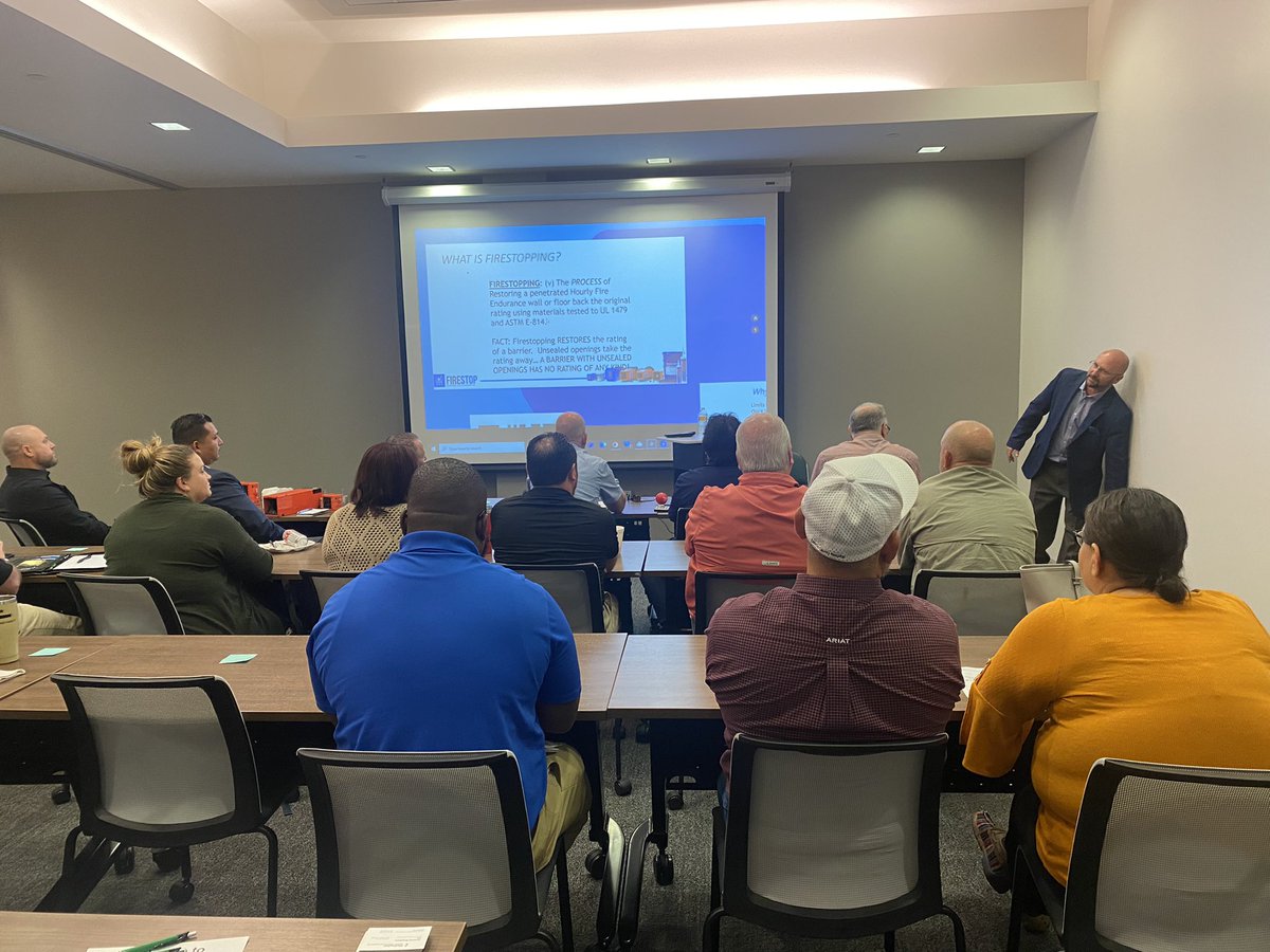 amandaS1023's tweet photo. Fire Safety training for Healthcare Facilities professionals in San Angelo today. Representatives from multiple healthcare systems across several Texas cities came out today to refresh their knowledge on proper fire stopping and the basics of fire doors. @tahfm REGION 8 https://t.co/gdTCG77rH4