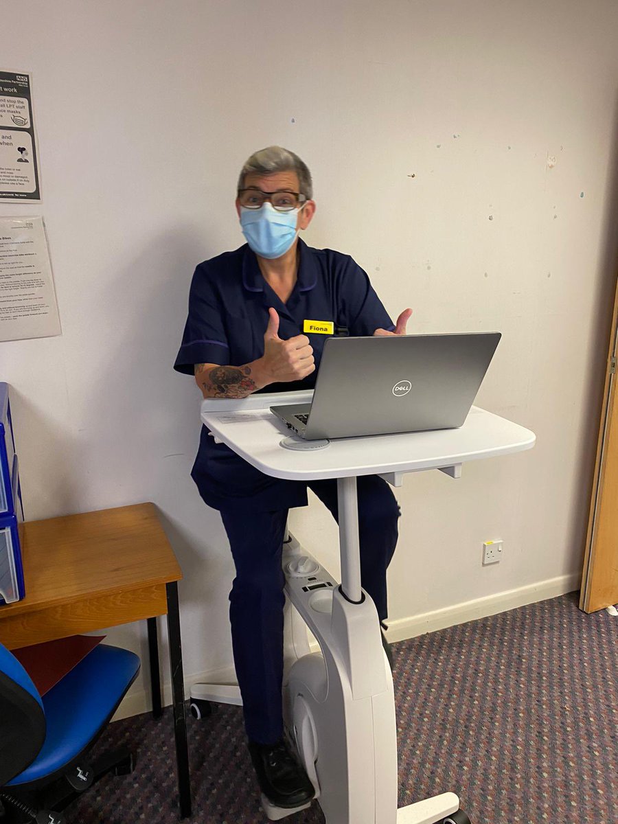 On yer bike! Something I’ve heard frequently in life 😂 Had to turn down the resistance because Victoria Pendleton aka <a href="/Saraklowe/">Sara Lowe</a> had been on it before me! Good fun but bobbing up and down might give people a headache in Teams meetings! @MRowlandPhysio <a href="/samgrove70/">samgrove70@icloud.com</a> #NursesActive
