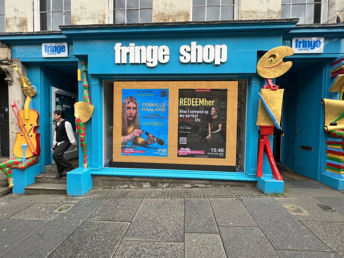 zoomsical's tweet photo. Hi ⁦@tatumlangton⁩ &amp; ⁦@PernilleHaaland! ⁩ You’re making the Fringe Shop look quite posh at the moment :) https://t.co/70xSUUgTql