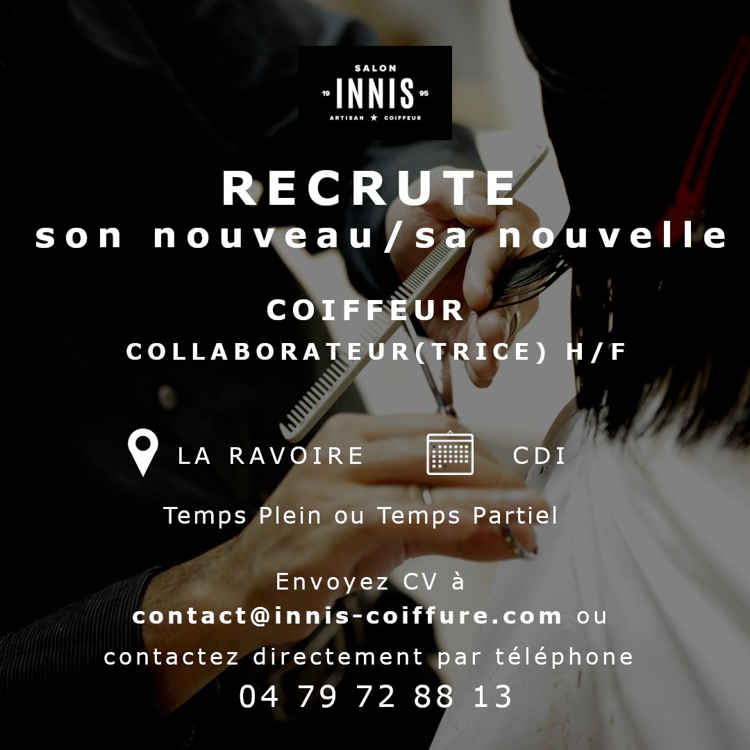 InnisCoiffure's tweet photo. ** ON RECRUTE ** 🚨
Innis coiffure agrandit son équipe et recherche son (sa) nouveau (.velle) COIFFEUR collaborateur (.trice) à La Ravoire-Chambéry.
✅ Temps plein ou partiel
✅ Freelance accepté(e)
✅ Possibilité de samedis libérés
#inniscoiffure #innissalon #chambéry #laravoire https://t.co/nz8f1crkix