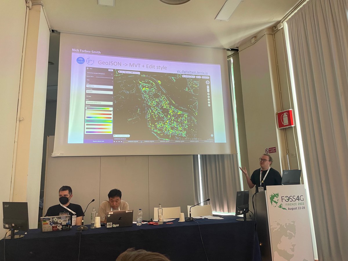 alexgleith's tweet photo. Great lightning talk from @nickforbessmith at #FOSS4G2022. Representing @TerriaJS on the global stage! https://t.co/LUlAkdF71M